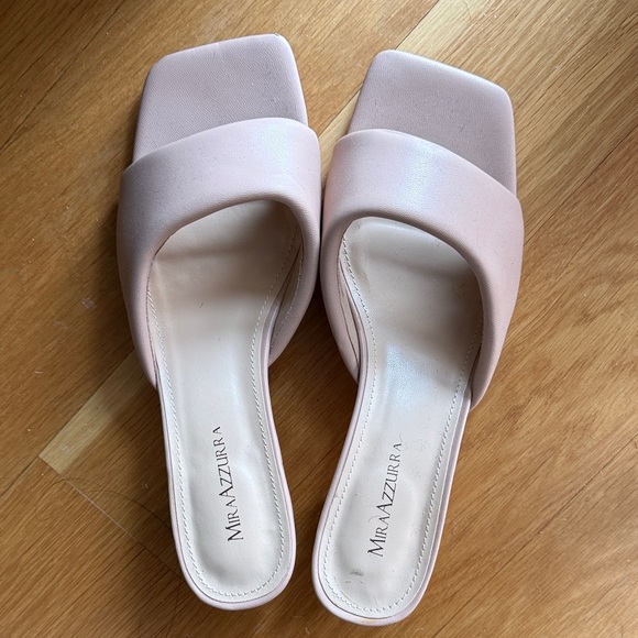 Pink Square-Toe Slide Sandals - Picture 1 of 2
